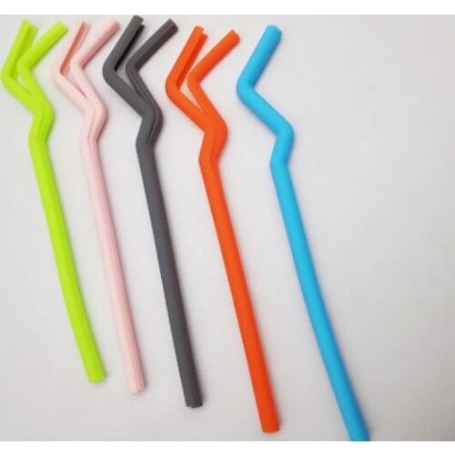 Silicone Straws Reusable Drinking Straw Non-Toxic Bar Kitchen Detachable Washable Silicone Straws Travel Drinkware 5col