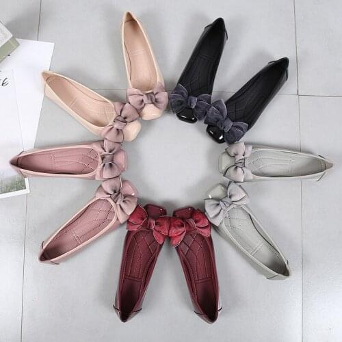Fashion Pointed Toe Women Flats Shoes Bow Women Shoes Patent Leather Casual Single Summer Ballerina Shallow Mouth Shoes