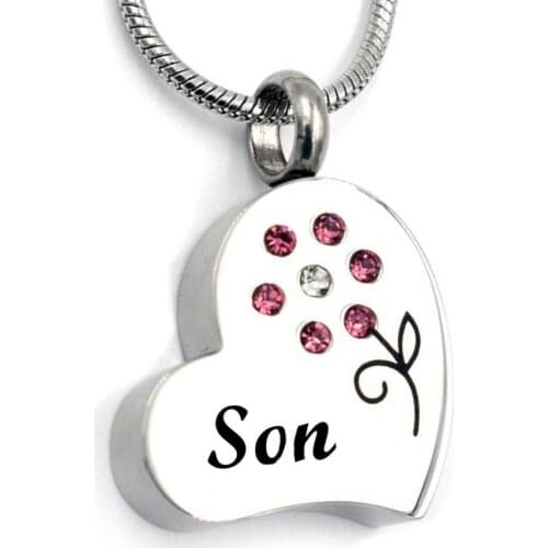 Urn Necklace for Ashes Charms Heart Memorial Locket Keepsake Necklace with Crystal Flower Cremation Jewelry Gift