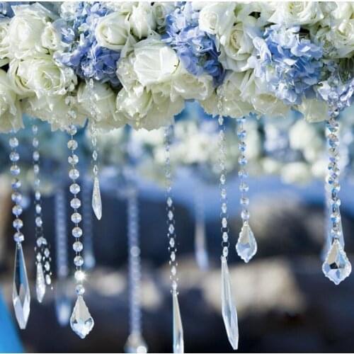 Camal 30PCS Octagon Acrylic Bead Pendant Chain w/ Hanger DIY Wedding Party Curtain Christmas Hanging Ornaments Tree Decor