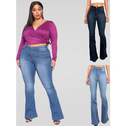 Extra Large Women Jeans Flare Mujer Cintura Alta Skinny Stretch Bell Bottom 4XL Plus Size Denim Jean Sexy Hip Slim Woman Fashion