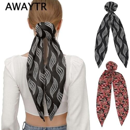 AWAYTR New Ribbon Hair Circle Fashion Horse Tail Flutter Flower Tie Elastic Headband Ball Hair Bag Women Hair Accessories
