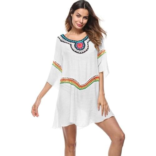 Women Beach Dress Cover-ups Swimsuit Cover Up New Beachwear Bathing Suit Knitted Swim Cape for Woman Summer Tunic saida praia
