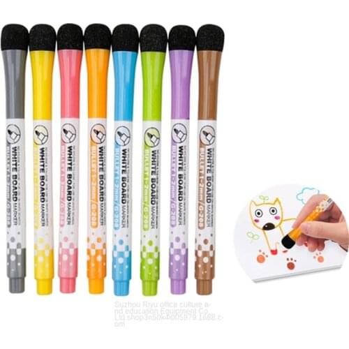 1PC Magnetic Whiteboard Pen Erasable Dry White Board Markers Magnet Eraser Office School Supplies 8 colors Available