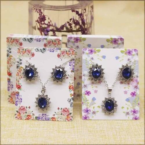 100pcs Flower Pattern Jewelry Display Case Stud Earring Necklace Set Jewelry Holder Package Tag Card Cases & Displays 5x6.8CM