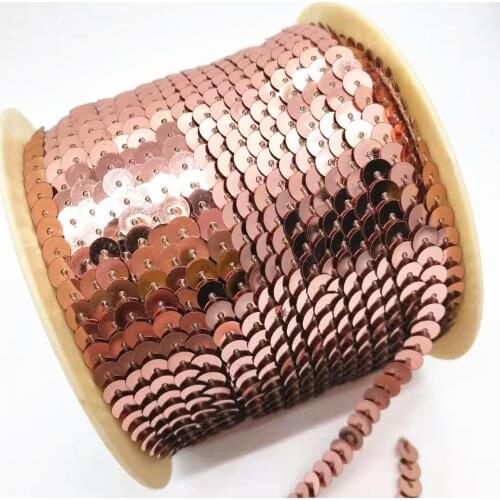 100 Yards 6mm Pink Champagne Sequins Roll Trim, Sold per Packet of 1 Roll(100 Yards)-Champagne Flakes String