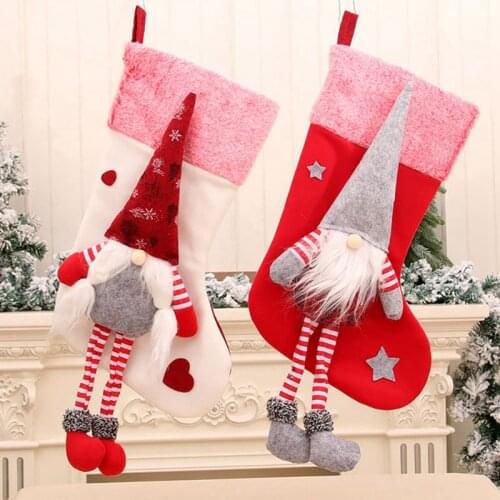 2 Pcs Christmas Stockings Xmas Stockings Decorations Santa Claus Gift Candy Bag for Xmas Holiday Party Home Decoration