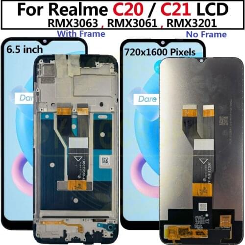 2021 Original Black 6.5 inch For Oppo Realme C20 LCD DIsplay Touch Screen Digitizer Panel Assembly Replacement For Realme C21
