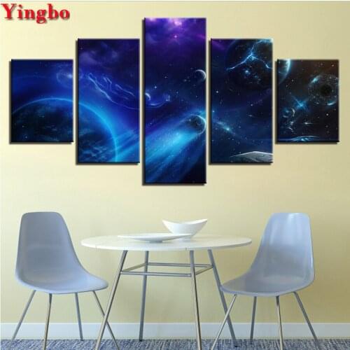 5 Pieces Diamond Embroidery Universe Planets Abstract Scenery DIY 5D Diamond Painting Cross Stitch Mosaic Rhinestones painting