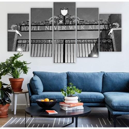 Pictures Frame Poster Wall Art 5 Pieces/Pcs You Will Never Walk Alone Football Canvas Painting ChildrenS Room Decor HD Print