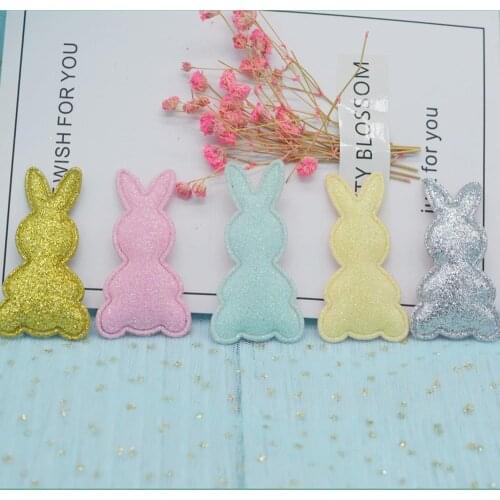 50pcs /lot 2.8*5cm shiny rabbit Appliques For children hair accessories and DIY Kid patches