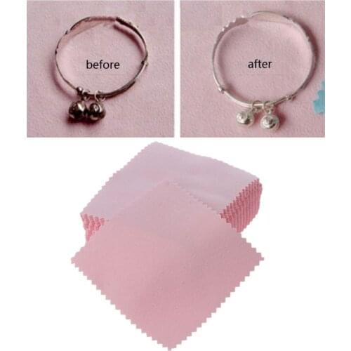 50Pcs Pink Polishing Cleaning Cloth Jewelry Silver Gold Cleaner Jewelry Tools L4ME