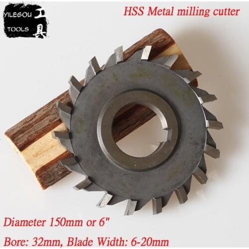 6" HSS Milling Cutter For Metal 150mm High-speed Steel Circular Caw Blades 22 Teeth HSS Soltting Cutter, Width 6-20mm, Bore 32mm