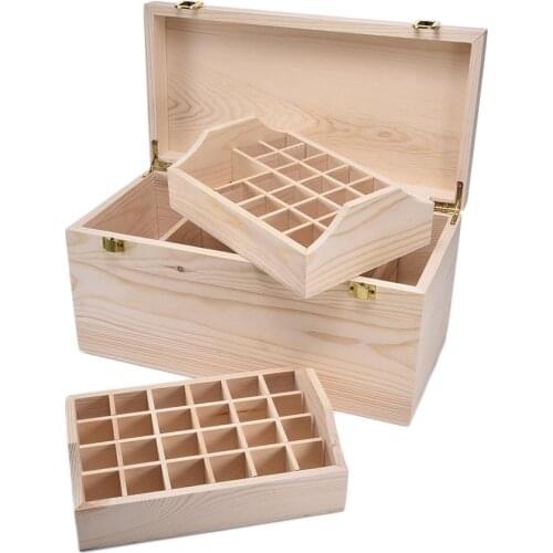 44 Slots Wooden Storage Box Essential Oil Box 2 Layers Solid Wood Essential Oil Packaging Box Storage Case Organizer Holder