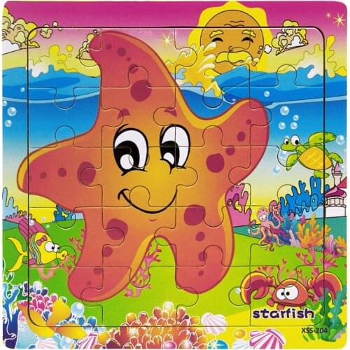 4Pcs Cartoon Animal Wooden Jigsaw Puzzles Educational Toy for Children Kids