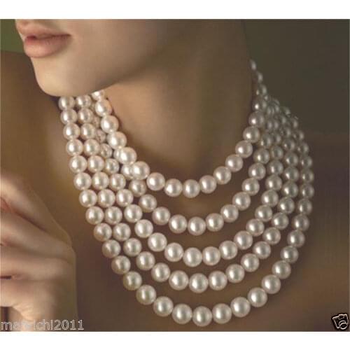 Long 100" 9-10mm Genuine white akoya pearl necklace not with clasp