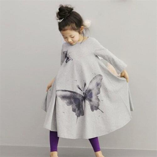Autumn Girls Dress Newest Horn Big Butterfly Princess Girl Clothes Long evening party dress Children Clothes Girl Clothing