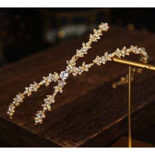Double Row Cross Headband Luxury Shiny Rhinestone Inlaid Headband for Female Wedding Birthday Hair Accessories VL