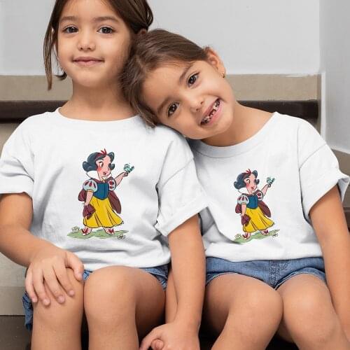 Cute Snow White Print Children T Shirt Art Baby Girl Summer Casual Kids T-shirt Harajuku Short Sleeve Streetwear Tshirt