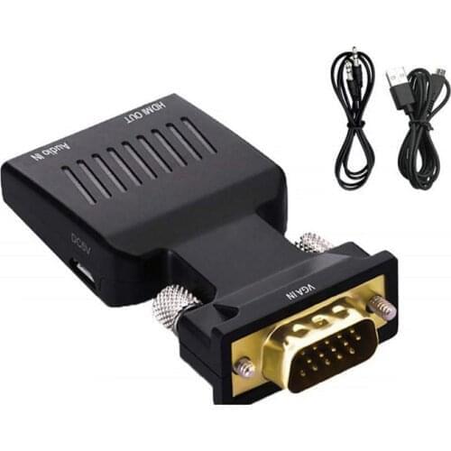 HDMI-compatible Female To VGA Male Converter 3.5mm Audio Cable Adapter 1080P FHD Video Output For PC Laptop TV Monitor Projector