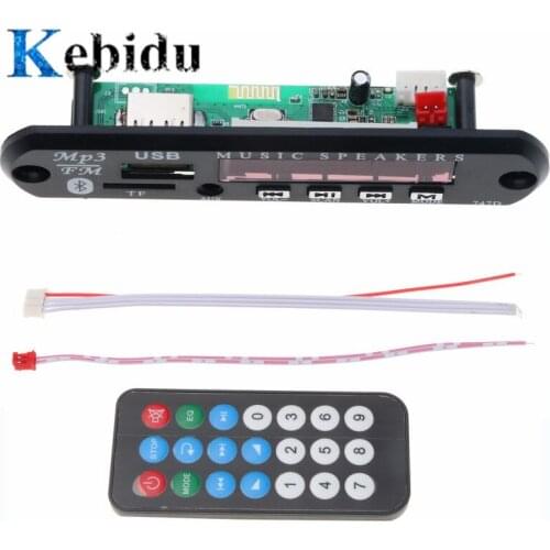 Kebidu Wireless Bluetooth Audio Module MP3 WMA Decoder Board USB TF FM Radio 5V 12V for Car Build in Car Speaker MP3 Player