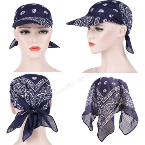 Women Men Fashion Square Scarf Cap Unisex Cotton Hat Soft Headscarf Adjustable Baseball Cap Outdoor Brim Sunshade Hats Gift