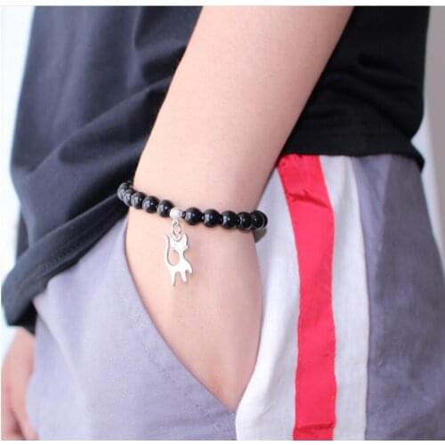 Charm Natural Stone Bracelets Brand Design Simple Summer Moon flower hat animal Men Bracelets Hematite Beads Bracelet For Women