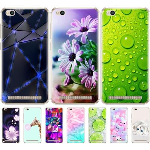 Soft Silicone TPU Case for xiaomi Redmi 5A 5.0 inch Phone Case for Hongmi 5A Shell Painted Cover for Redmi 5a Cat flower