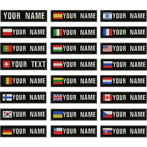 National flag 10X2.5cm Embroidery Custom Name Text Patch Stripes badge Iron On Or Sew On Or Velcro Backing Patches For Backpack