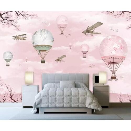 Bacal Customize photo wallpaper mural 3D personality Pink cartoon hot air balloon childrens wall decorative 3d wallpapers