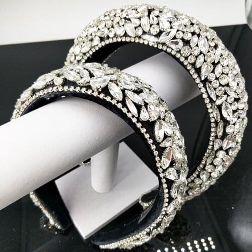 Headbands For Women Retro Floral Rhinestones Headband Lady Pearl Crystal Girl Headband Barlot Style Headpiece Wedding Hair Acces