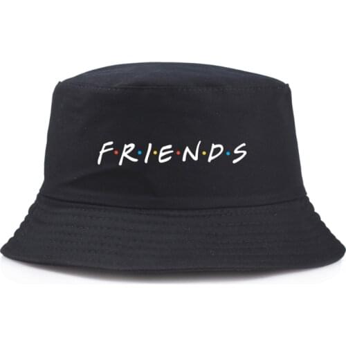 New Simple Friends embroidery Bucket Hat Male Outdoor Fisherman Hats Women sun Bucket Caps Fashion Black Panama bucket hats