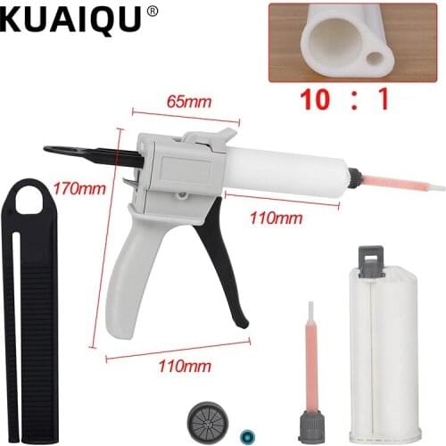 50ml Two Component AB Epoxy Sealant Glue Gun Applicator Glue Adhensive Squeeze Mixed 1:1/2:1/4:1/10:1 Manual Caulking Gun