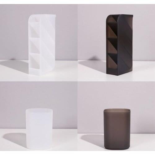 Oblique Insertion Type Transparent Pen Holder Desktop Storage Cosmetic Brush Holder Stationery Desk Box Home Office Supplies New