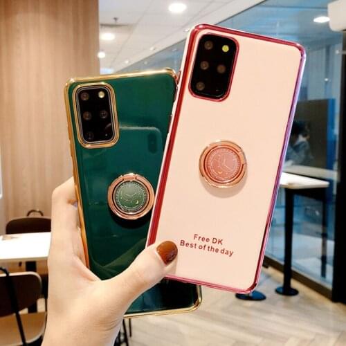 Luxury Electroplated Grip Stand Ring Holder Soft Back Case for Samsung S20 FE 5G S9 S10 Lite Note 20 10 Lite 9 M51 M31 M11 Cover