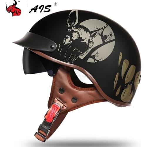 AIS Summer Motorcycle Helmet Men Women Motocross Helmet Racing Riding Vintage Motorbike Scooter Biker Half Helmet Casco Moto