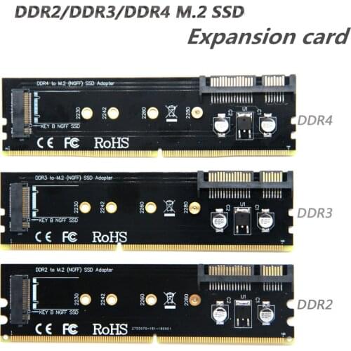 DDR memory card slot to M.2 SSD B-Key adapter board, compatible with DDR2, DDR3, DDR4