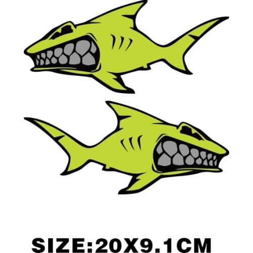 High Quality Car Styling Stickers Neon Fluorescent Yellow Shark Multi Colors Car Motorcycle Stickers Waterproof Decals 20x9cm