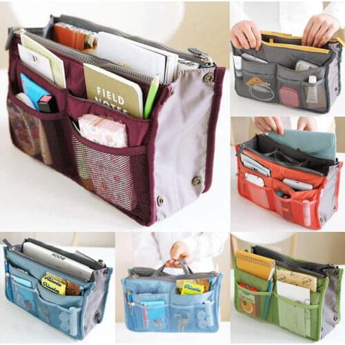 Travel Insert Handbag Organizer Purse Large liner Nylon Organizer Tidy Eco-Friendly Folding Storage Bags 5 Colors