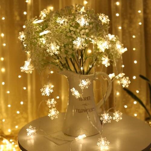 LED Garland Holiday Snowflakes String Fairy Lights Battery Powered Hanging Ornaments Christmas Tree New Year Home Decor Navidad