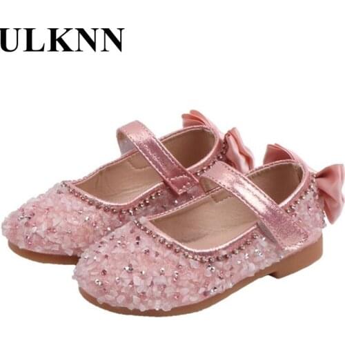 ULKNN 2021 Girls Shoes Spring Childrens Baby Princess Rhinestone Sequins Shoes Kids Infant Performance Casual Shoes