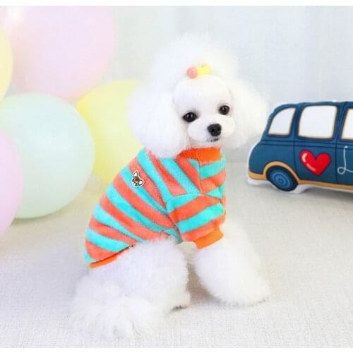 Pet Dogs Thickened Cashmere Stripe Warm Costume Puppies Autumn Winter Coats Suitable For Small Medium Dogs Lovely Kitten Clothes