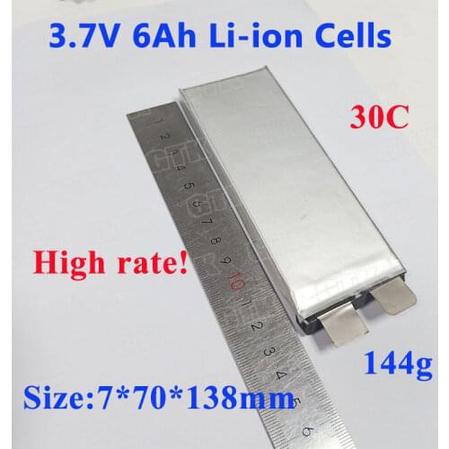 In stock!! Li-ion 3.7v 6Ah 30C high rate cells 6000mAh lithium battery for diy 12v 24v power toy battery pack