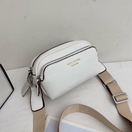High Quality Shoulder Bags for Women 2021 Fashion Wild Small Square Bag Wide Straps Female Casual Solid Color Crossbody Bag
