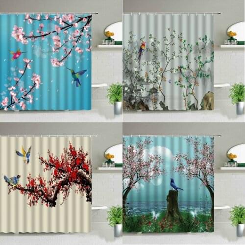 Bath curtain Chinese style flowers and birds Shower curtain bathroom Bathroom Shower curtain For bathroom curtains in the room
