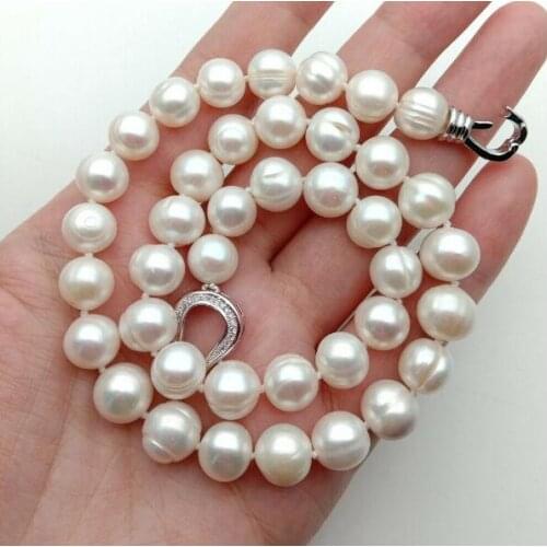 8x9mm bright white baroque round Pearl necklace natural Freshwater PEARL Women Jewelry 35cm 43cm 15'' 17