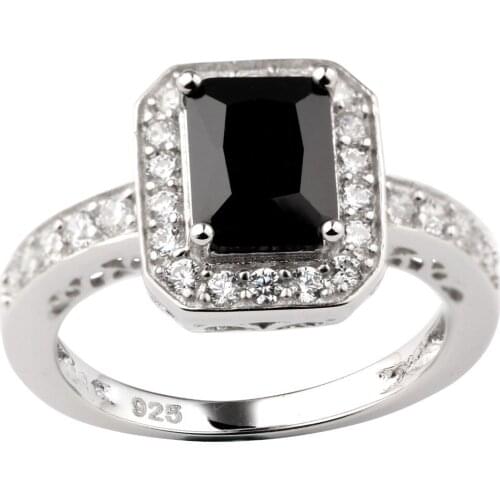 Lady Real 925 Sterling Silver Ring Women Jewelry 6x8mm Rectangular Cubic Zirconia Wedding Jewellery Size 5 to 9 R005