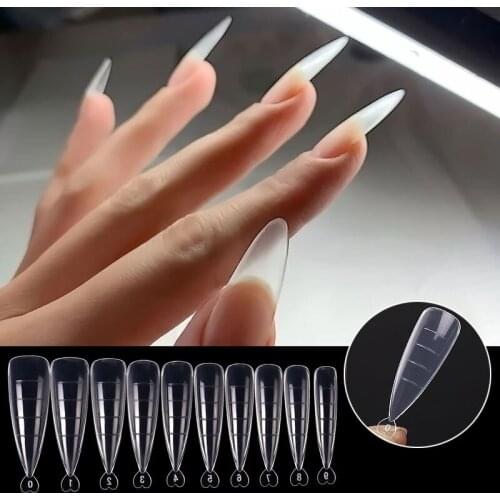 10/100pcs Fake Nails Poly Extension Gel Dual Nail Form Coffin Nails Clear Ballerina Nail Full Nail Art UV Manicuring Nail Tools