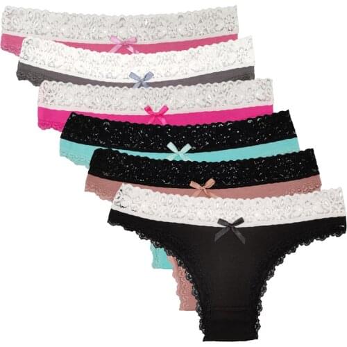 12Pcs/Set Lace Waist Women Panties Underwear Woman Knickers Floral Sexy Lingerie Female Soft Briefs Underpants Thong