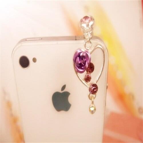 Peach Rose Shape High Quality Dustproof Plug For iPhone Smart Phone Anti Dust plug 3.5mm Earphone Jack